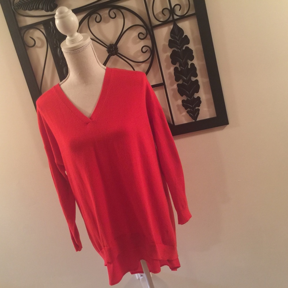 Liz Claiborne 3/4-sleeve L Tall orange sweater